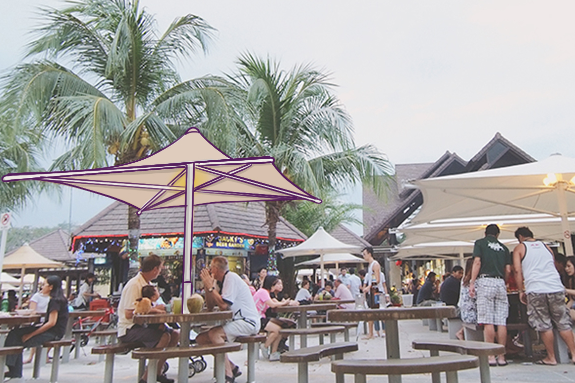 East Coast Lagoon Food Village, hawker center satu-satunya di Singapura yang berlokasi di area pantai.