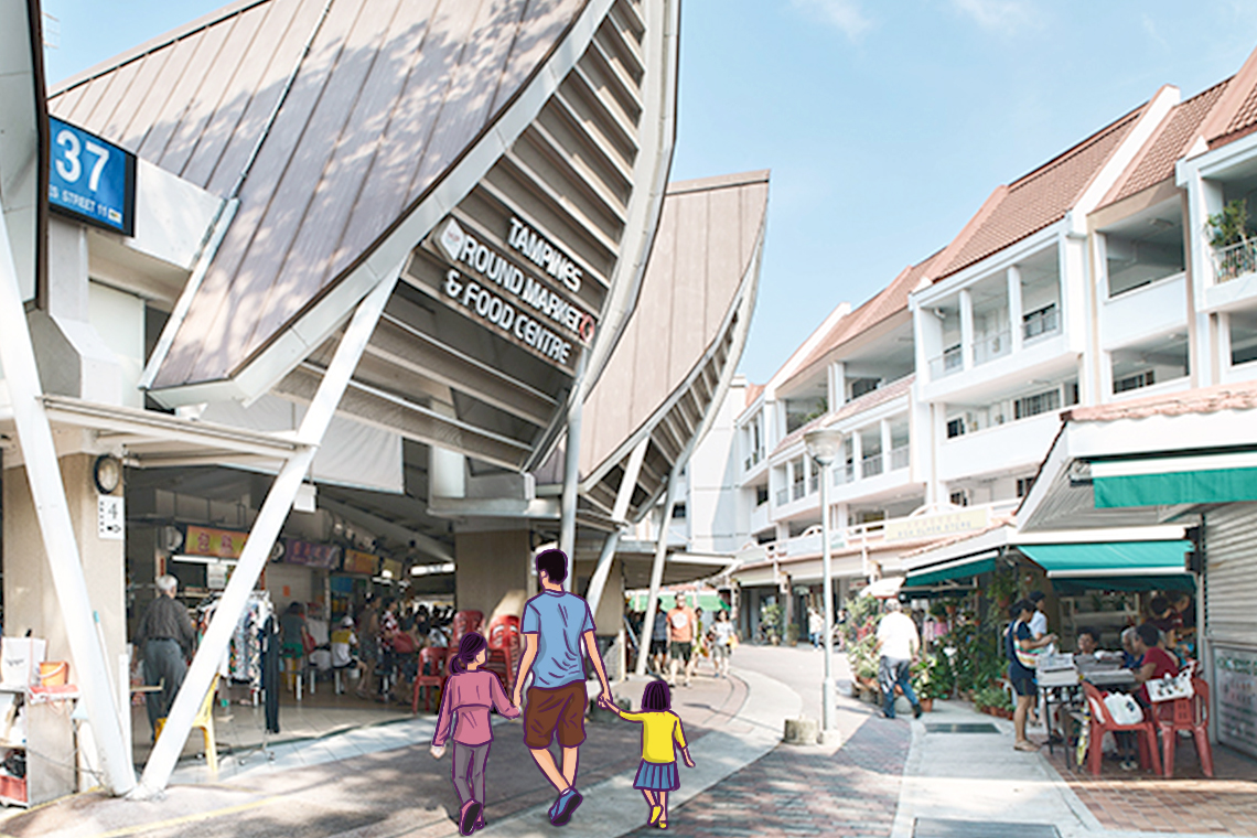 Mulai harimu dengan menu sarapan lokal yang lezat, seperti bubur atau mi, di Tampines Round Market & Food Centre.